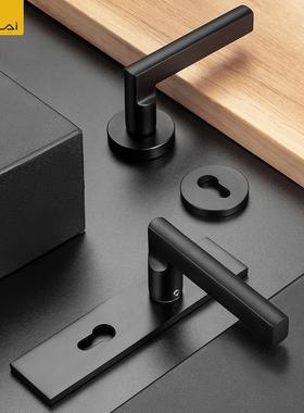 德国静音木厂家直供门锁黑色卧内室卫间生实室木房门把手通用型锁