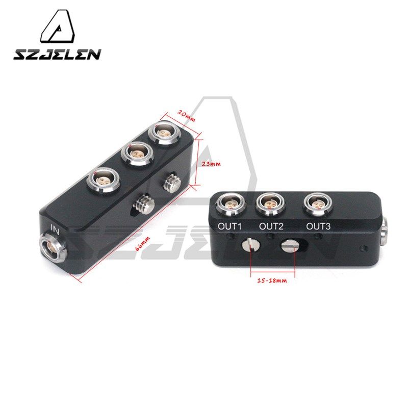 RS 3 孔转 3 X RS 3孔 ARRI 摄影机电源分配器分线盒,带1/4 螺纹
