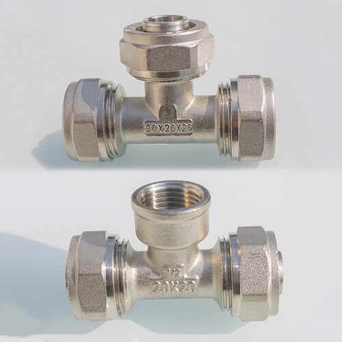 12162025铝塑管内螺纹等径三通对接全铜电镀4分6分1寸活接头管件