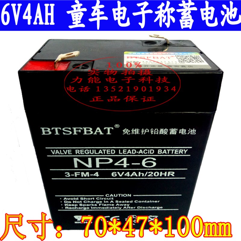 BTSFBAT蓄电池 NP4-6 6V4AH 电子秤童车电池 免维护铅酸蓄电池