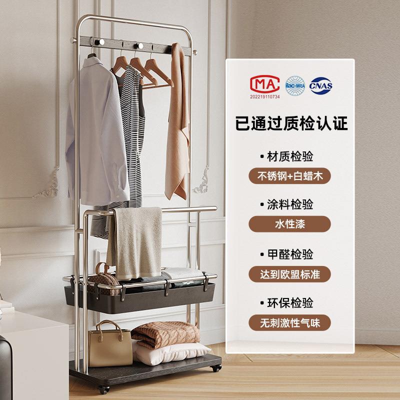 轻奢进不衣帽架鞋门架一体锈钢卧室落L68黑色地置衣物架挂衣架设