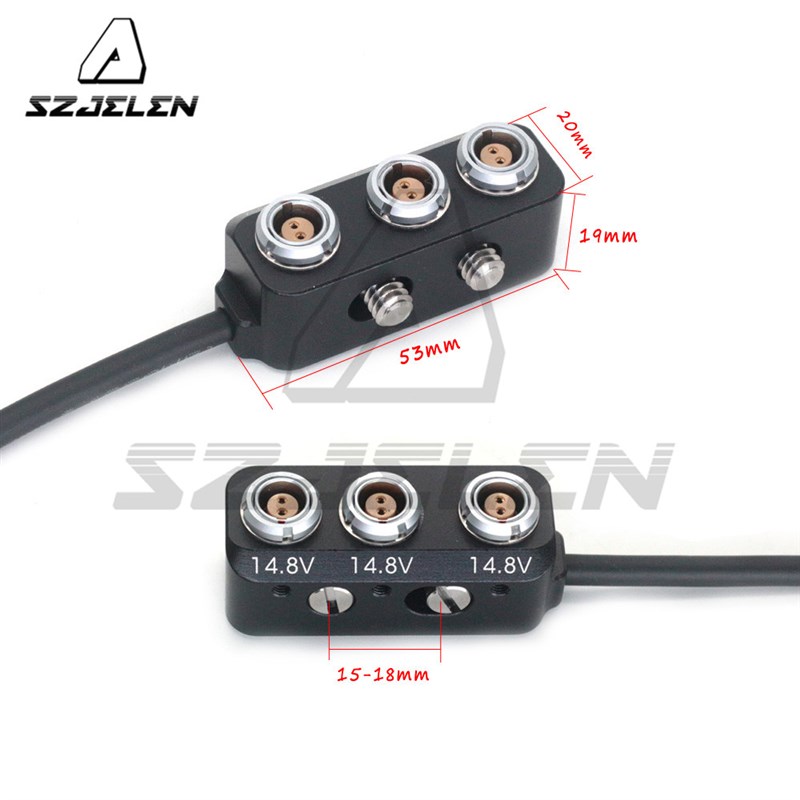0B 2针/RS 3 针/DTAP 端口转 3个0B 2孔相机电源分配器