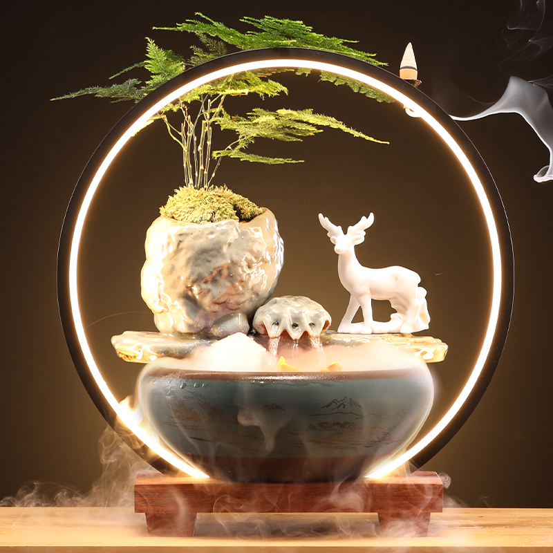 创意流水生财摆件循环水景观喷泉风水招财客厅办公室乔迁开业礼品
