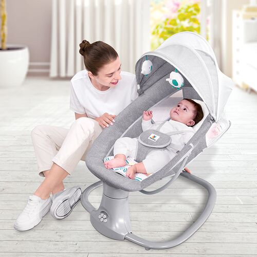 哄娃新生婴儿电h动摇椅 幼儿安抚摇篮 宝宝可躺可坐靠背可调摇摇