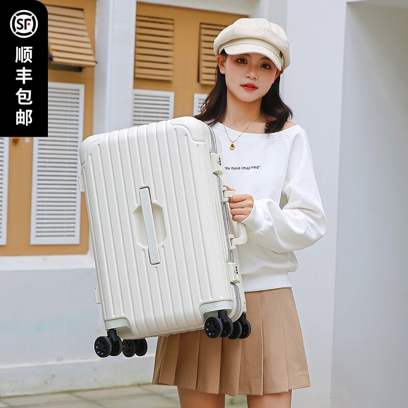 37分深仓行李箱大容量r铝框结实耐用手提轻便旅行拉杆密码杯架白