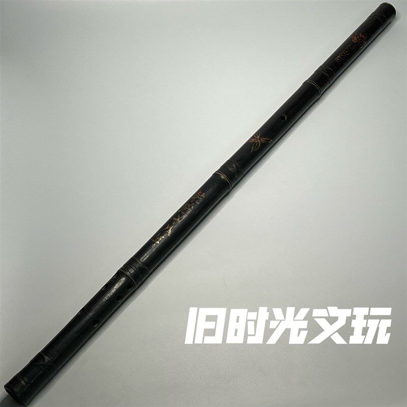旧藏文人乐器竹艺k竹雕长萧F古法老大漆漆器彩绘萧 民族风摆件音