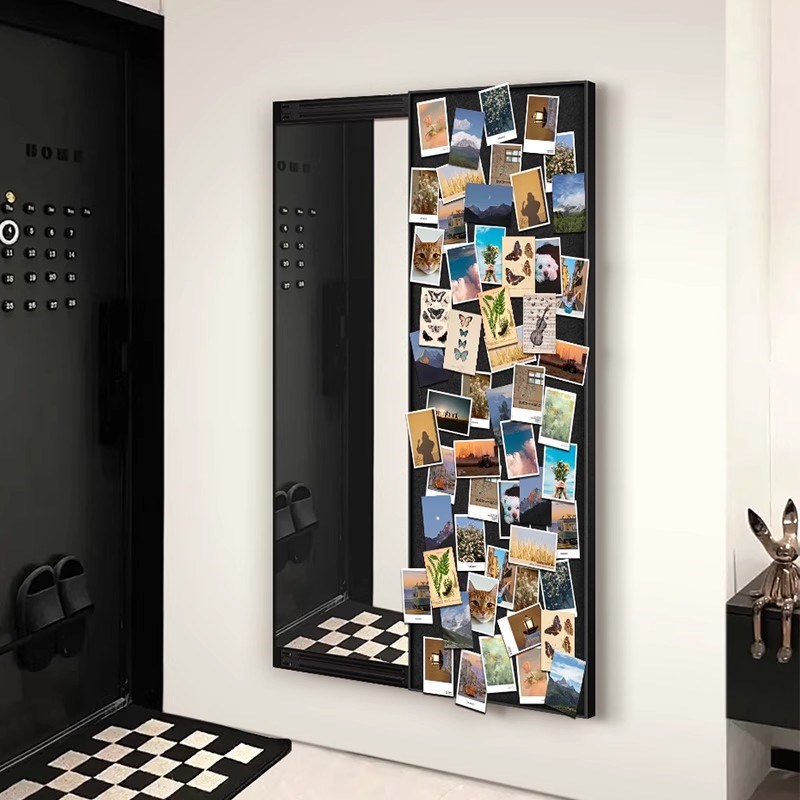 毛毡板墙贴法式镜子装饰画照片墙展示墙高级感推拉V镜穿衣镜试衣