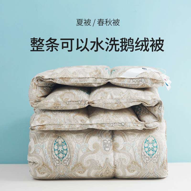 可水洗匈牙利羽绒被95白鹅绒冬被夏被轻薄双Q人被芯被子 空调被