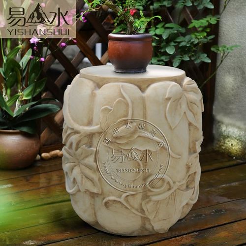 石雕须弥座花盆底座汉白玉仿古做旧莲花座庭院室内别墅石墩摆件