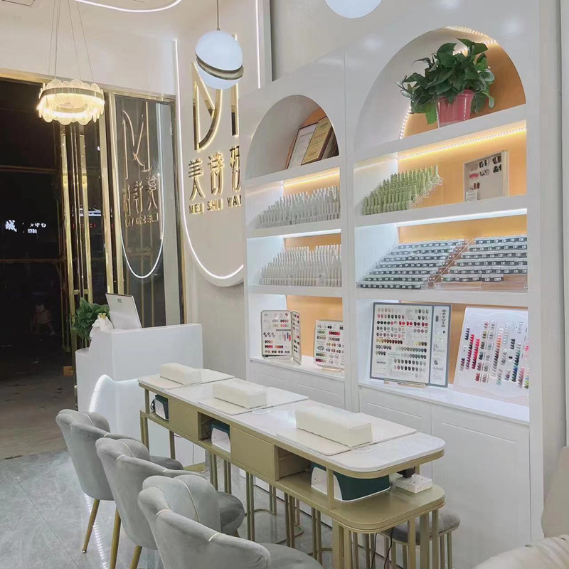 简约化妆品展示柜护肤品形象柜美容院美甲店O产品柜亚克力货柜烤