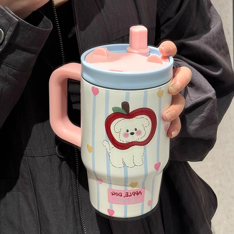 巨无霸吸管保温杯大容量女r2026新款高颜值陶瓷内胆办公室冰霸水