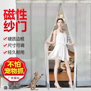 双丝推拉滑动商用磁吸纱网超市门帘家用外门通风透气 防蚊门帘夏季