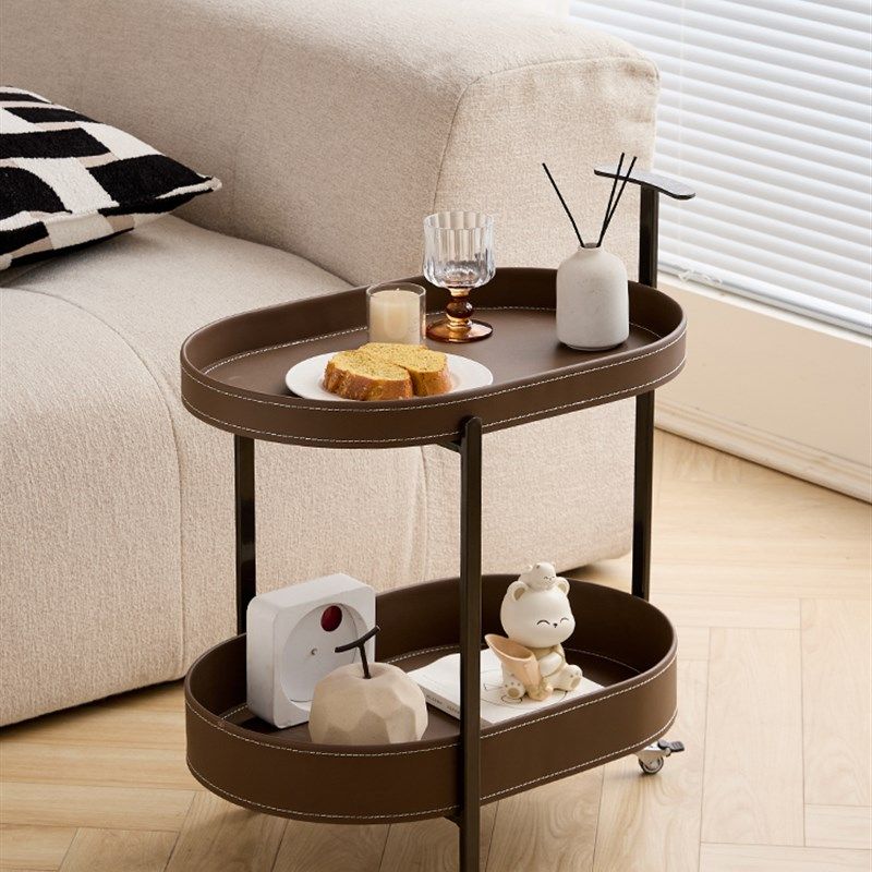 覆中古可移动马鞍皮小推车客厅沙发茶边几柜床头零食置物架圆形桌,住宅家具,移动边几/推车,淘宝优惠券,粉丝福利购,淘宝优惠卷