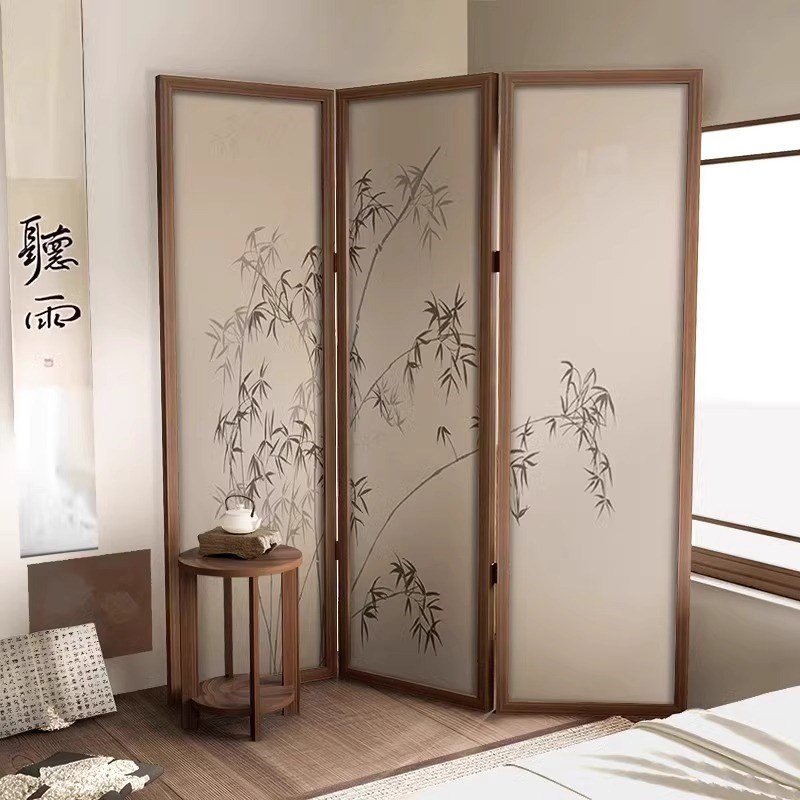竹雅中式屏风隔断客厅玄关遮挡折叠移动折叠屏风隔断实木宋代美学