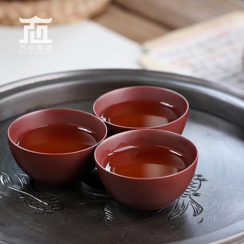 省工艺美术师章燕城老安顺工夫茶品茗茶杯中式主人杯茶盏紫砂朱泥,餐饮具,茶杯,淘宝优惠券,粉丝福利购,淘宝优惠卷