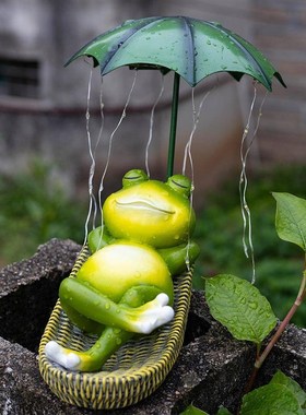 雨伞青蛙动物仿藤编织客厅茶几玄关书房仿真装饰工艺品