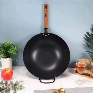 中康铁锅级粘中深层氮化无涂层真锈炒锅家用锅具电磁炉燃气
