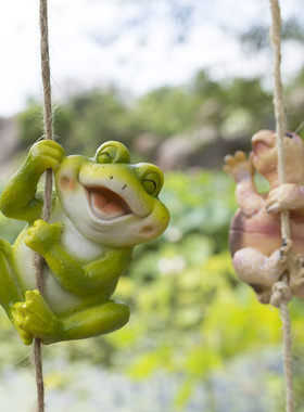 园装饰 庭院 院子 园艺树上卡通小动物青蛙乌龟装饰品挂件