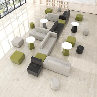 公司办公室前台酒店大堂客户等候洽谈区长卡座会展中心休息区沙发