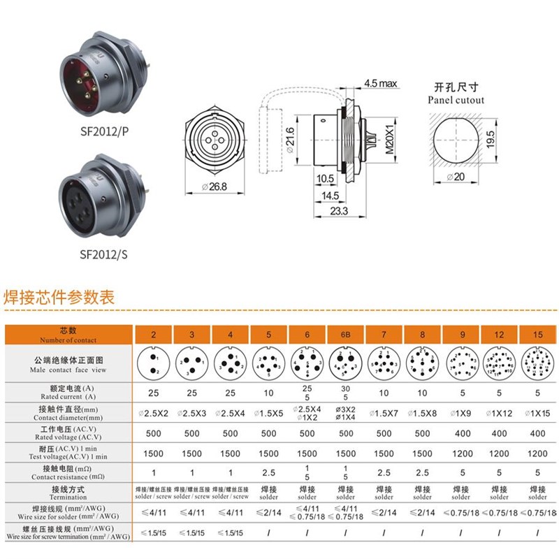 WEIPU航空插头SF2010/P2 P3 SF2011/S4 5 2012/S6 2013/S7 9 2015