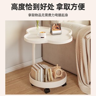 床头桌子边柜 奶油风沙发边几可移动茶几小推车置物架客厅2024新款