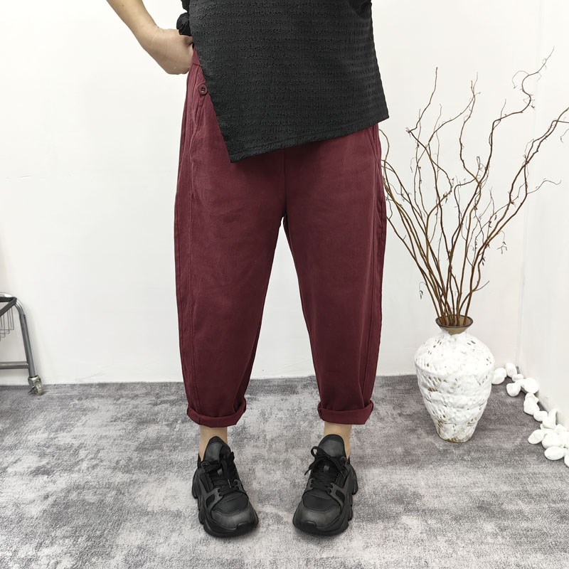 2024秋装大码200斤胖mm宽松显瘦做旧水洗棉休闲裤哈伦裤 奶奶裤女