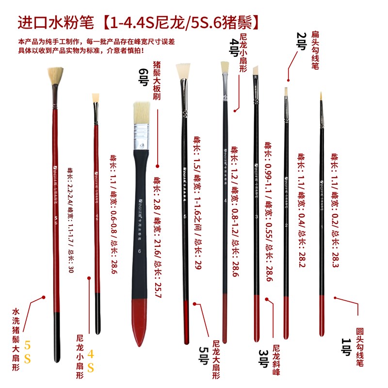 黄正极水粉笔单支丙烯油画水粉水彩勾线笔尼龙猪鬃画笔美术生专用