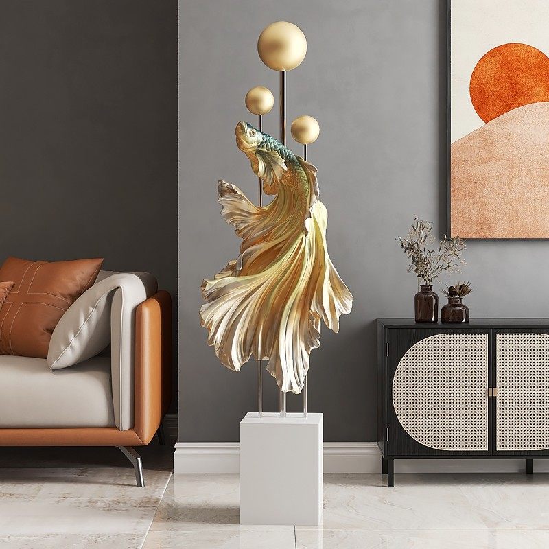 客厅大型落地斗鱼摆件电视柜沙发旁边创意家居装饰品乔迁新居礼品,家居饰品,装饰摆件,淘宝优惠券,粉丝福利购,淘宝优惠卷