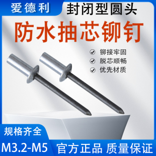 铝合金封闭型抽芯铆钉防水拉铆钉圆头闭口型扁圆头铆钉M3.2