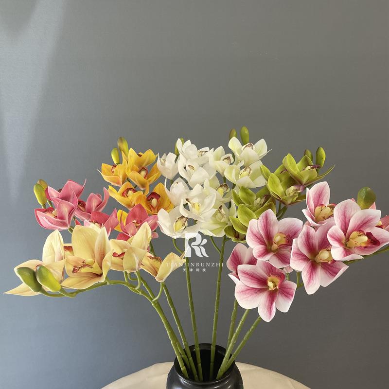 花仿真蕙兰假花高档3D手大AL-853蕙兰花立体胶片兰花感婚庆插装饰