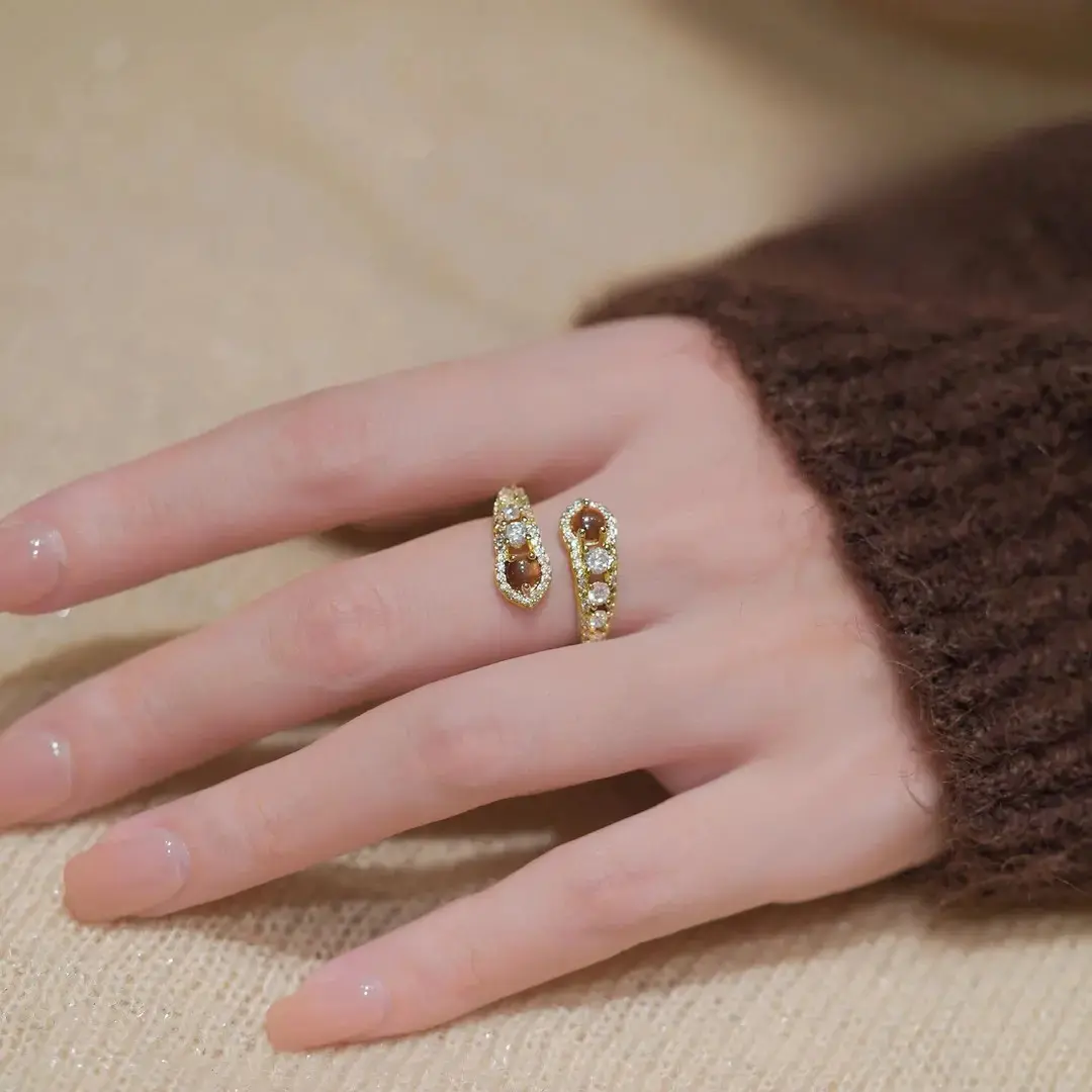 【雯雯秋日好礼】虎眼石开口戒指女高级独特设计感复古轻奢指环,饰品/流行首饰/时尚饰品新,戒指/指环,淘宝优惠券,粉丝福利购,淘宝优惠卷