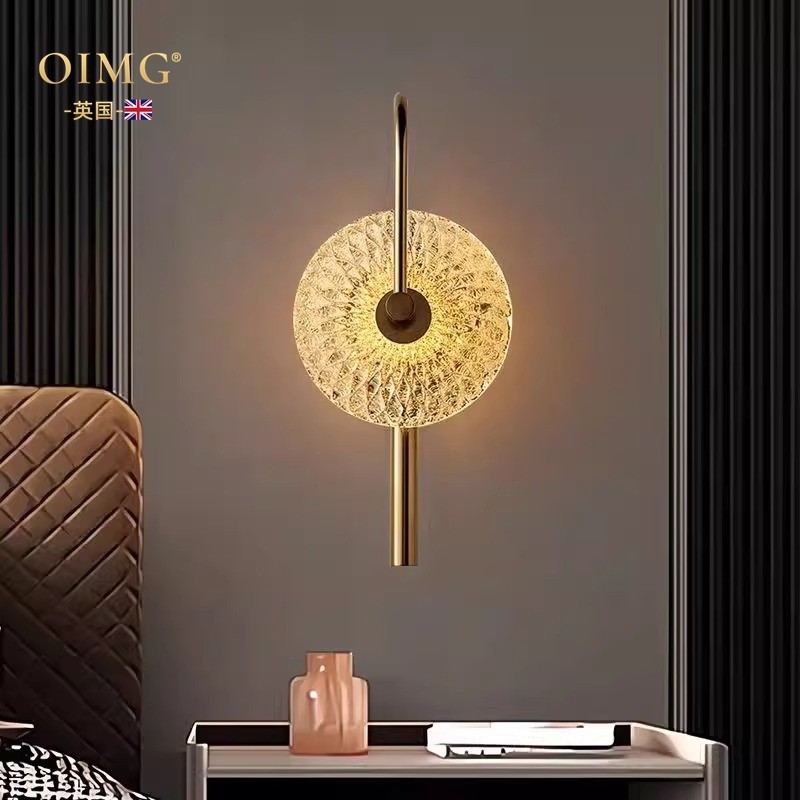 OIMG英国简约现代轻奢水晶壁灯卧室牀头灯书房楼梯过道背景墙LED