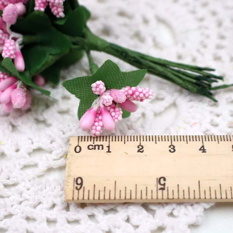 144朵/包喜糖盒珠花diy配件带叶玻璃珠花芯DIY森女花环多色小浆果