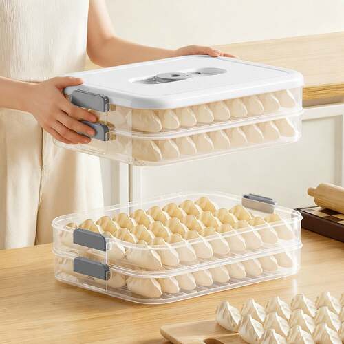 饺子盒厨房冰箱收纳水饺混沌速冻盒多层食品级家用冰冻计时保鲜盒