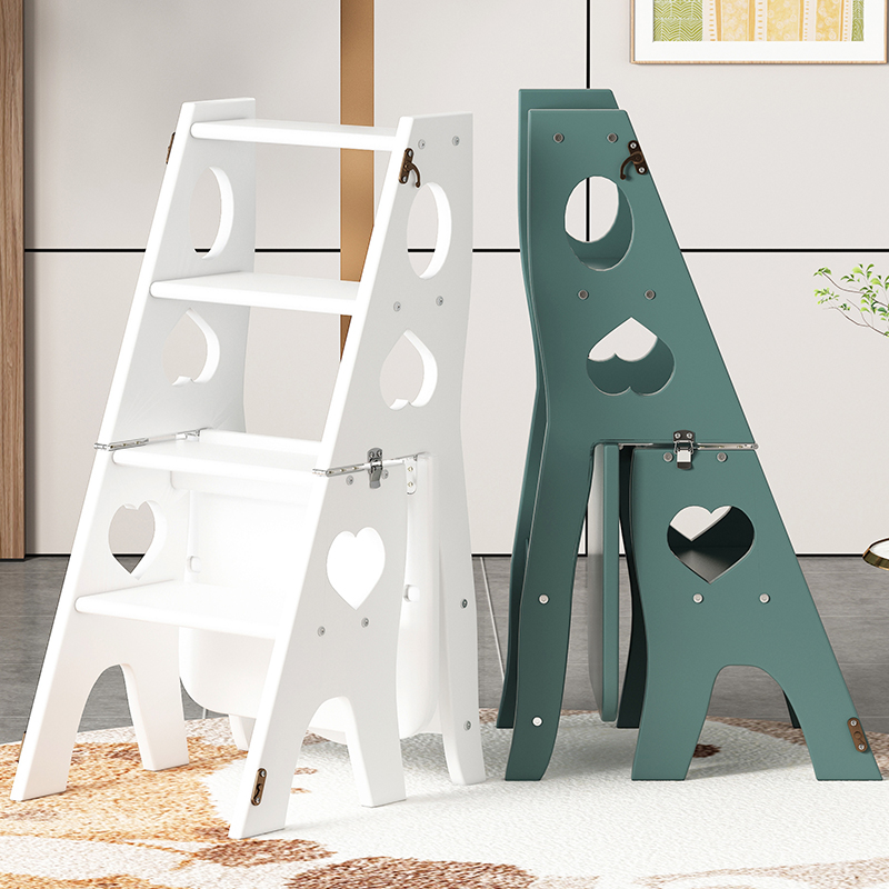 实木梯椅家用梯子椅子可折叠两用梯凳室内登高四步踏板楼梯多功能
