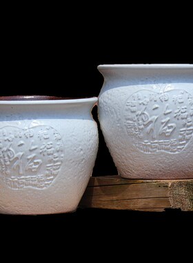 手工欧式家用白色花盆大口粗陶绿植月季绣球盆紫砂陶瓷多肉植物盆