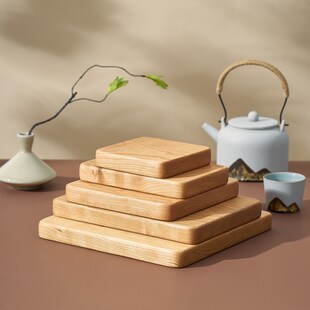 樱桃木底座摆件工艺品花瓶茶具置物架实木中式樱桃木小木块小样品