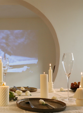 手工豆蜡白色香薰蜡烛浪漫装饰小众婚庆卧室居家软搭烛光晚餐摆件