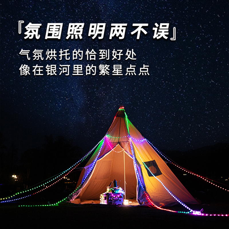露营帐篷灯幻彩圆珠灯声控跑马流水节奏灯民宿地摊氛围装饰彩灯