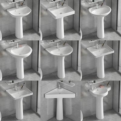 立柱盆洗脸盆一体式陶瓷立柱洗手盆小户型落地式转角柱盆智洁釉面
