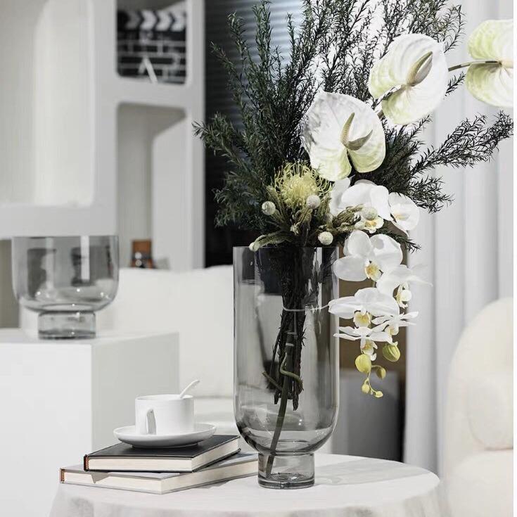 现代艺术树桩花瓶透明插花水养玻璃大花器客厅装饰摆件现代简约欧