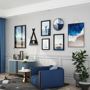 实木_D927_24寸大框实木照片墙装 饰挂画北欧相框能换相片真钟表