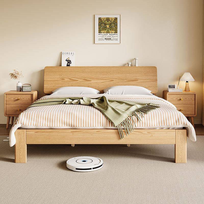 全实木床现代简约橡木双床1.8米北欧日式主卧胡桃色单人床1.5