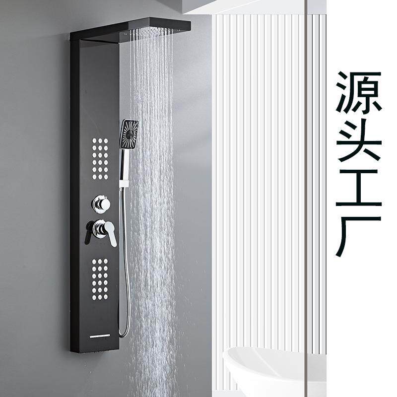 卫生间淋雨套装高档智能数显沐浴器家用增压304不锈钢淋浴屏铜芯