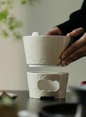 束刻全手工粉引耐火泥白泥炉泥火炉复古日式围炉煮茶碳炉茶事