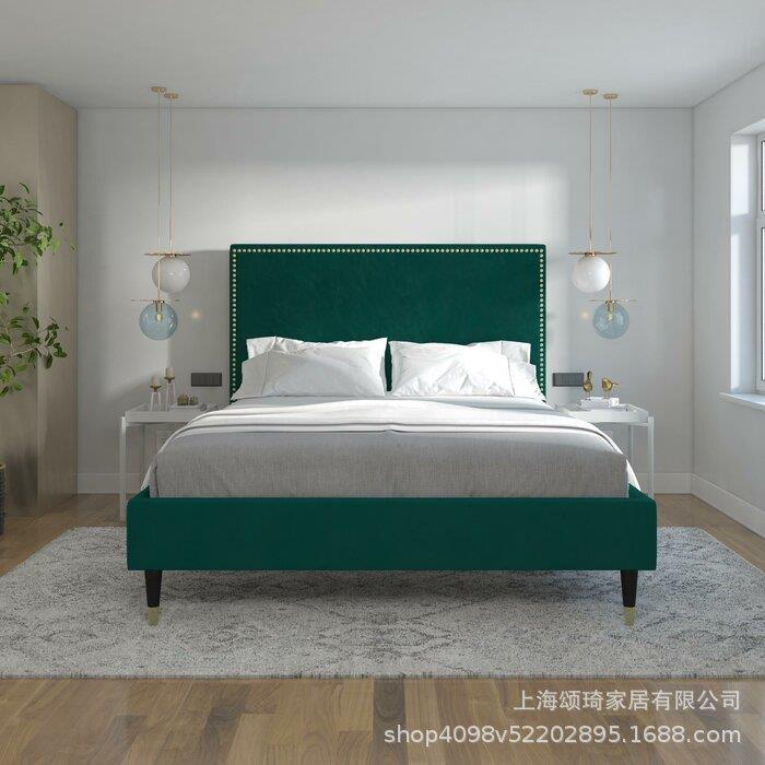 轻奢布艺床简约现代软包主卧床1.8米黑色双人床北欧小户型可储物