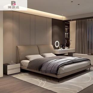 大象耳朵轻奢真皮床现代简约主卧双人大气皮艺床意式极简婚床大床