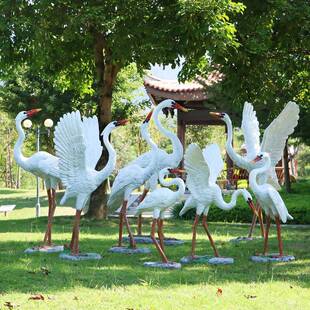 户外仿真白鹭雕塑玻璃钢别墅庭院花园水池园林景观装饰动物大摆件