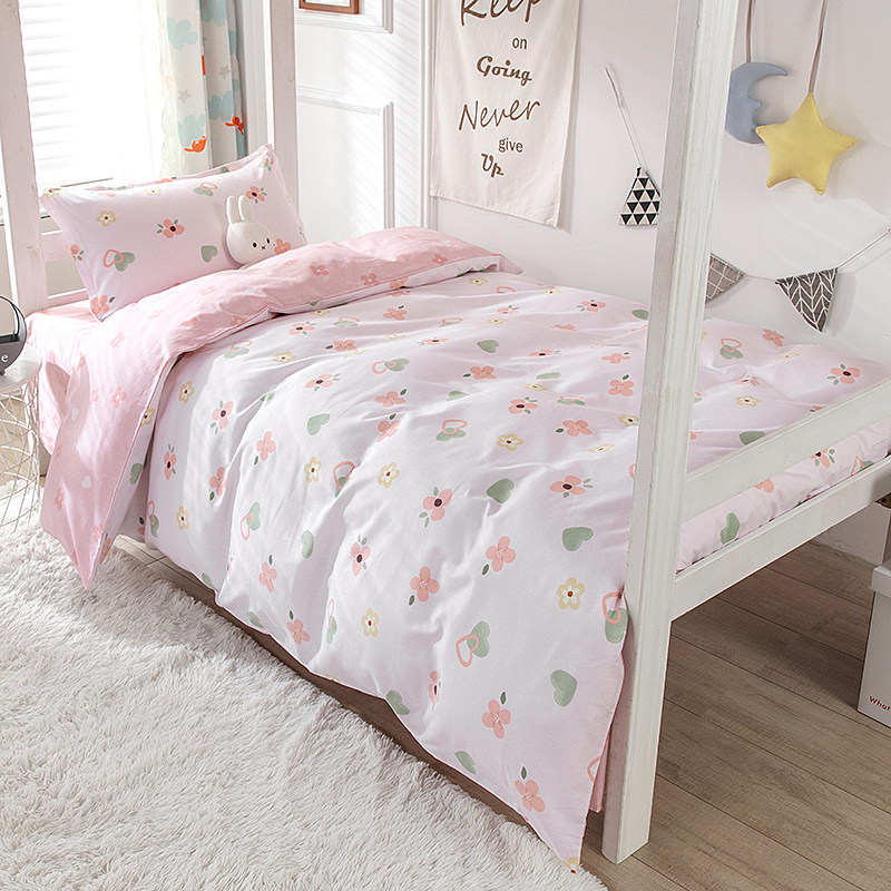 纯棉AB版13372学生宿舍印花三件套双面全棉床单款上下铺单人床品