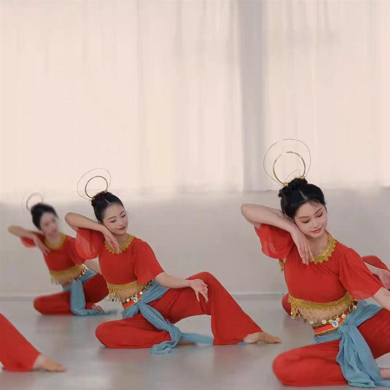 儿童敦煌飞天舞蹈服装演出服女童飘逸中国风古典舞反弹琵琶表演服